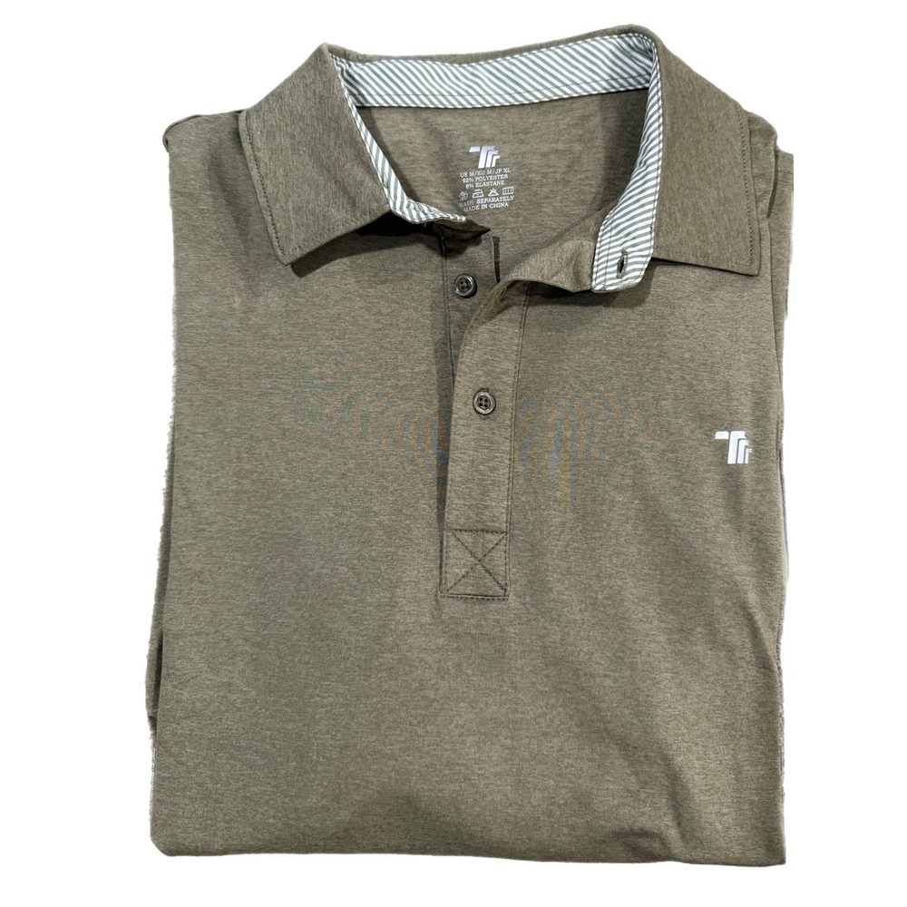 TRR Polo Activewear Mens Med Long‎ Sleeve Athletic Collard Shirt Green Outdoors